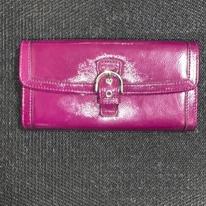 Coach patent leather pink purple wallet